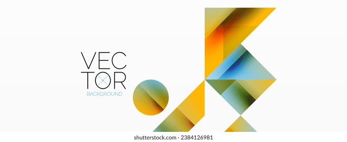 Geometric background with squares, triangles, circles. Shapes harmoniously interact, creating visually striking design for digital designs, presentations, website banners, social media posts