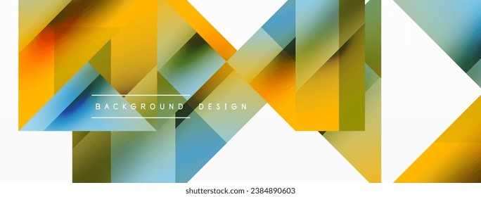 Geometric background with squares, triangles, circles. Shapes harmoniously interact, creating visually striking design for digital designs, presentations, website banners, social media posts