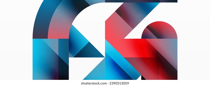 Geometric background with squares, triangles, circles. Shapes harmoniously interact, creating visually striking design for digital designs, presentations, website banners, social media posts