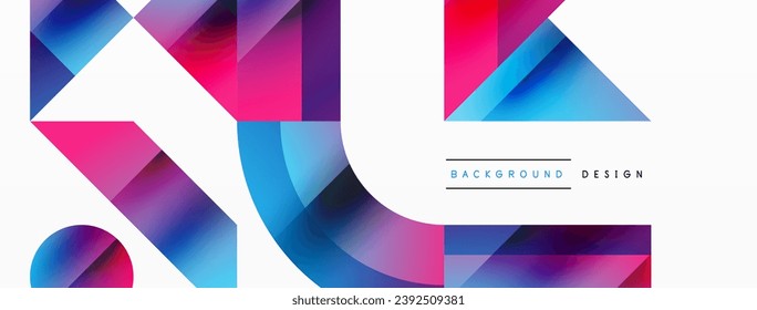 Geometric background with squares, triangles, circles. Shapes harmoniously interact, creating visually striking design for digital designs, presentations, website banners, social media posts