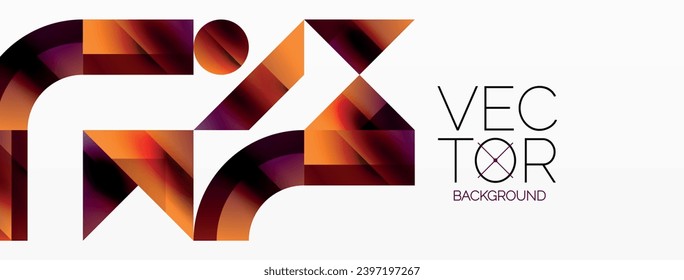 Geometric background with squares, triangles, circles. Shapes harmoniously interact, creating visually striking design for digital designs, presentations, website banners, social media posts