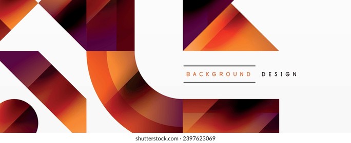 Geometric background with squares, triangles, circles. Shapes harmoniously interact, creating visually striking design for digital designs, presentations, website banners, social media posts