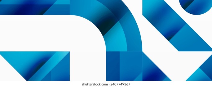 Geometric background with squares, triangles, circles. Shapes harmoniously interact, creating visually striking design for digital designs, presentations, website banners, social media posts