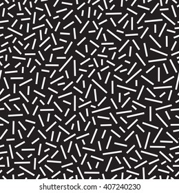 Geometric background with straight lines. Memphis style seamless pattern. Black and white, vector illustration