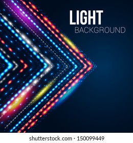 Geometric background with stylized shiny arrow. Vector image. 