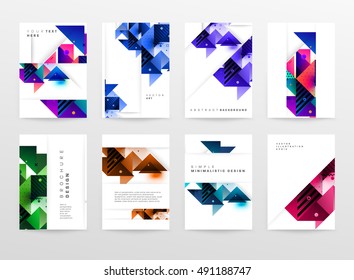 Fundas de plantilla de fondo geométrico, volantes, pancartas, carteles y carteles, pueden utilizarse para presentaciones y portadas de libros, ilustración vectorial EPS10