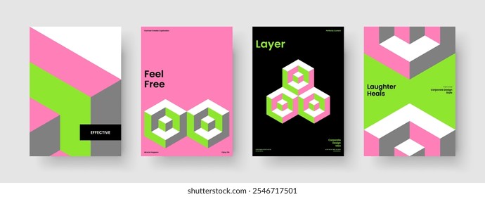 Modelo de Plano de Fundo Geométrico. Layout Moderno da Capa do Livro. Design de banner isolado. Brochura. Apresentação de negócios. Cartaz. Panfleto. Relatório. Folheto informativo. Panfleto. Notebook. Publicidade. Revista