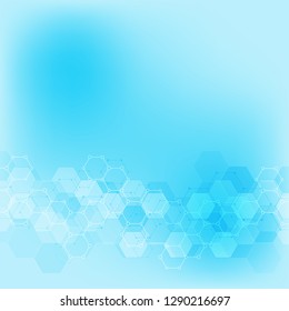 Geometric background texture with molecular structures and chemical engineering. Abstract background of hexagons pattern. Vector illustration for medical or scientific and technological modern design