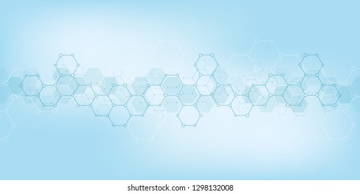 Textura geométrica de fondo con estructuras moleculares e ingeniería química. Fondo abstracto del patrón hexagonal. Ilustración de vectores para el diseño médico o científico y tecnológico moderno