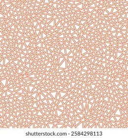 Geometric background with tiny triangles in a solid color style. Geometric shapes are outlined in a repeatable pattern with a peachy coral sunset hue. Seamless vector illustration.