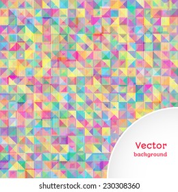 Geometric background of Triangle. Colorful mosaic in retro style. Vector illustration