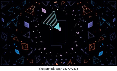 Geometric background. 
Triangles, dark background, abstraction, abstract background, geometric abstraction, celestial figures, night sky