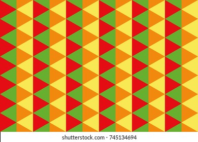 geometric background of triangles in green, red, orange and yellow