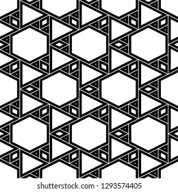 Geometric background. Triangles, rhombuses, hexagons pattern. Seamless ornament. Polygons motif. Triangular, quadrangular, hexagonal shapes wallpaper. Geometrical backdrop.Digital paper, abstract