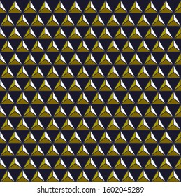 Geometric background with triangles, seamless abstract classic pattern, ornament with golden triangles, vector illustration