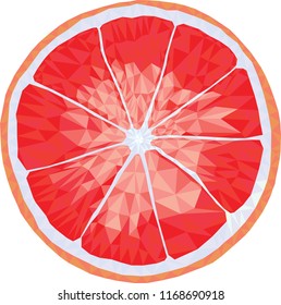 Geometric background with triangular polygons 
Abstract design 
Vector illustration 
Sliced orange isolated on white background