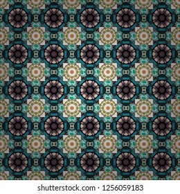 Geometric background with tribal tiles. Vector textile print for bed linen, jacket, package design, fabric and fashion concepts. Seamless pattern ethnic design in gray, blue and black colors.