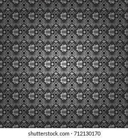 Geometric background with tribal tiles. Vector textile print for bed linen, jacket, package design, fabric and fashion concepts. Seamless pattern ethnic design in black, gray and white colors.