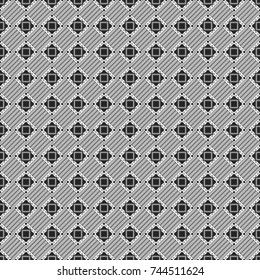 Geometric background with tribal tiles. Vector textile print for bed linen, jacket, package design, fabric and fashion concepts. Seamless pattern ethnic design in gray, black and white colors.