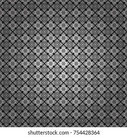 Geometric background with tribal tiles. Vector textile print for bed linen, jacket, package design, fabric and fashion concepts. Seamless pattern ethnic design in black, white and gray colors.
