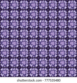 Geometric background with tribal tiles. Vector textile print for bed linen, jacket, package design, fabric and fashion concepts. Seamless pattern ethnic design in black, white and violet colors.