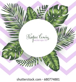 Geometric background with Tropical Leaves for your design