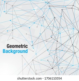 Geometric Background. Vector abstract background. Modern technology illustration with triangles mesh black and blue. Digital geometric abstraction with lines. Network or connections