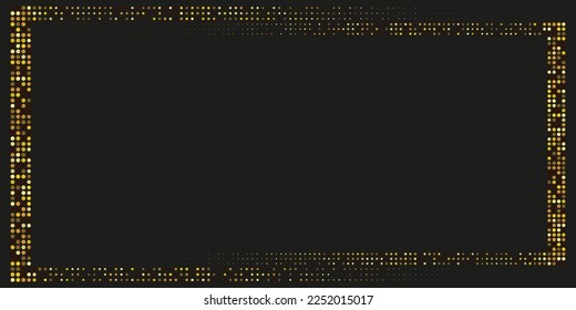 Geometric background vector golden halftone dots on a dark background, frame of dots