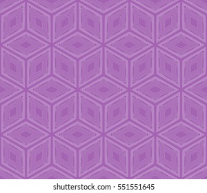 Geometric background. vector geometric illusion cubes pattern. purple color seamless illustration. For your design, wallpaper