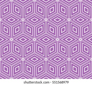 Geometric background. vector geometric illusion cubes pattern. purple color seamless illustration. For your design, wallpaper