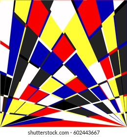 Geometric background. Vector illustration colored in Piet Mondrian Style