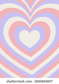 Geometric background. Vector illustration of hearts. Abstract background with repeating hearts. Design template. Hypnotic pattern. Nostalgia for the year 2000, Y2k style