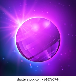 Geometric background. Vector illustration. Neon retro planet