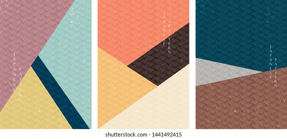 Geometric background vector with Japanese wave pattern.
