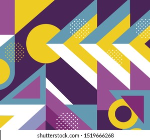 geometric background in violets, blues and yellows. Geometric pattern to use as a wallpaper.