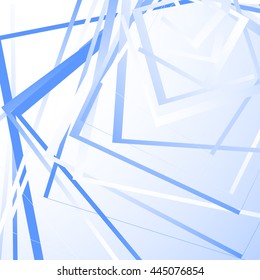 Geometric background w/ random squares. Edgy monochrome pattern with intersecting straight lines. Irregular, asymmetric pattern.