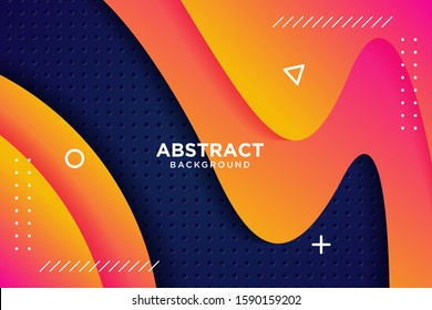Geometric background is wavy with the composition.  3D style.