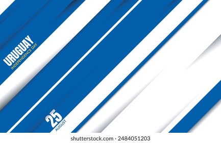 Geometric background in white and blue with simple shadow design for uruguay independence day background template