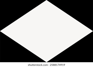 Geometric background with a white diamond shape on a black background. The white contrasts sharply with the black, creating a bold effect. Frame vector with copy space.