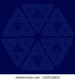 Geometric background with a wireframe of many cubes. Vector illustration