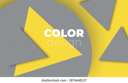 Geometrischer Hintergrund. Geometrische gelbe und graue Formen. Minimal abstraktes Cover Design. Trendfarben-Poster.