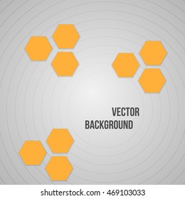 Geometric background with yellow hexagons and circles. Vector design