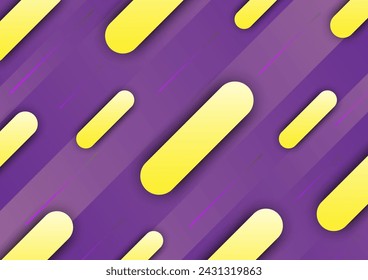 Fondo geométrico amarillo y púrpura. Diseño de portada abstracta. Composición de formas dinámicas. Póster degradado de moda. Ilustración de vector