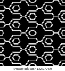 Geometric background.Polygons motif. Hexagons, figures pattern. Geometrical wallpaper. Simple shapes backdrop. Digital paper, abstract. Seamless ornament.Vector
