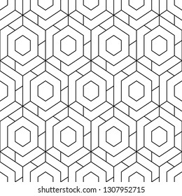 Geometric background.Polygons motif.Simple shapes backdrop. Hexagons, quadrangles pattern. Geometrical figures wallpaper. Digital paper, abstract. Seamless ornament.