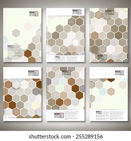 Geometric backgrounds, abstract hexagonal patterns. Brochure, flyer or report for business, templates vector.
