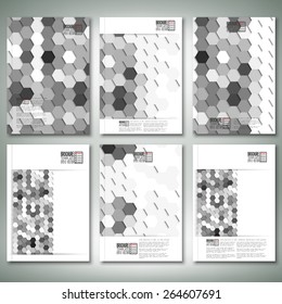 Geometric backgrounds, abstract hexagonal patterns. Brochure, flyer or report for business, templates vector