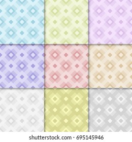 Geometric backgrounds. Abstract seamless wallpapers. Colored collection