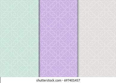 Geometric backgrounds. Abstract seamless wallpapers. Colored collection