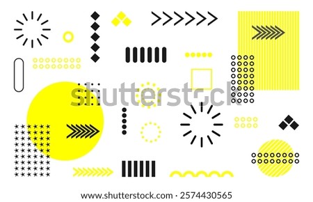 Geometric Backgrounds with Bold Yellow Memphis Shapes.